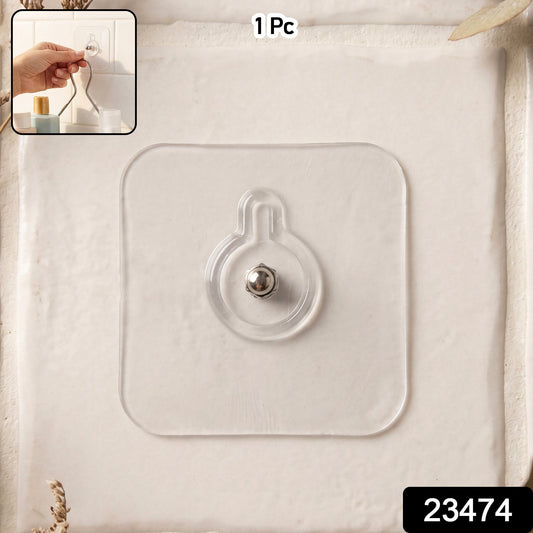 Clear adhesive wall hook suitable for bathroom and kitchen use