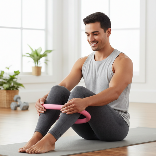 Front view of the FitFuzion Thigh Toner with comfortable foam padding.
